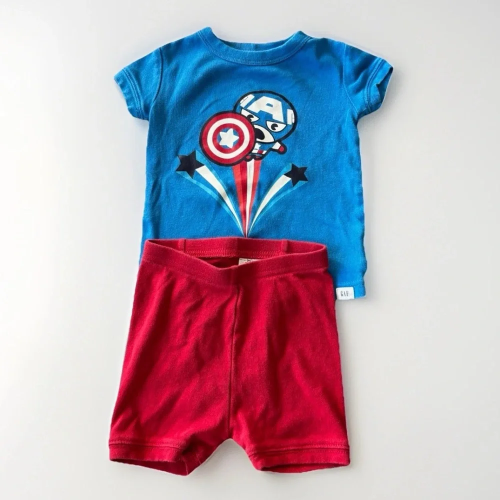 Gap Marvel Captain America Pajama Set 12-18M Superhero Kids PJ Set